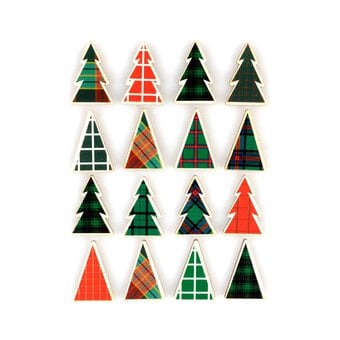 Wooden Christmas Tree Scandi Stickers 16 Pack