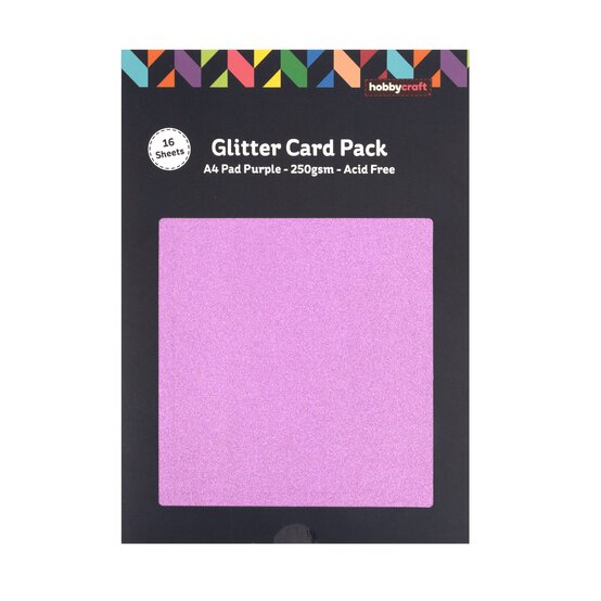 Purple Glitter Card A4 16 Pack image number 3