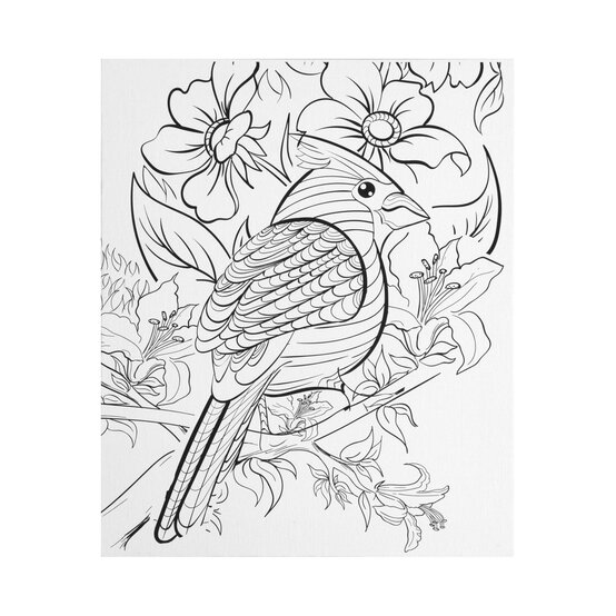 Bird with Florals Colour-in Canvas image number 1