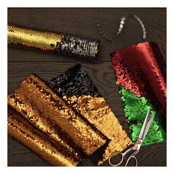 Gold and Silver Sequin Fabric Roll 28cm x 2m 