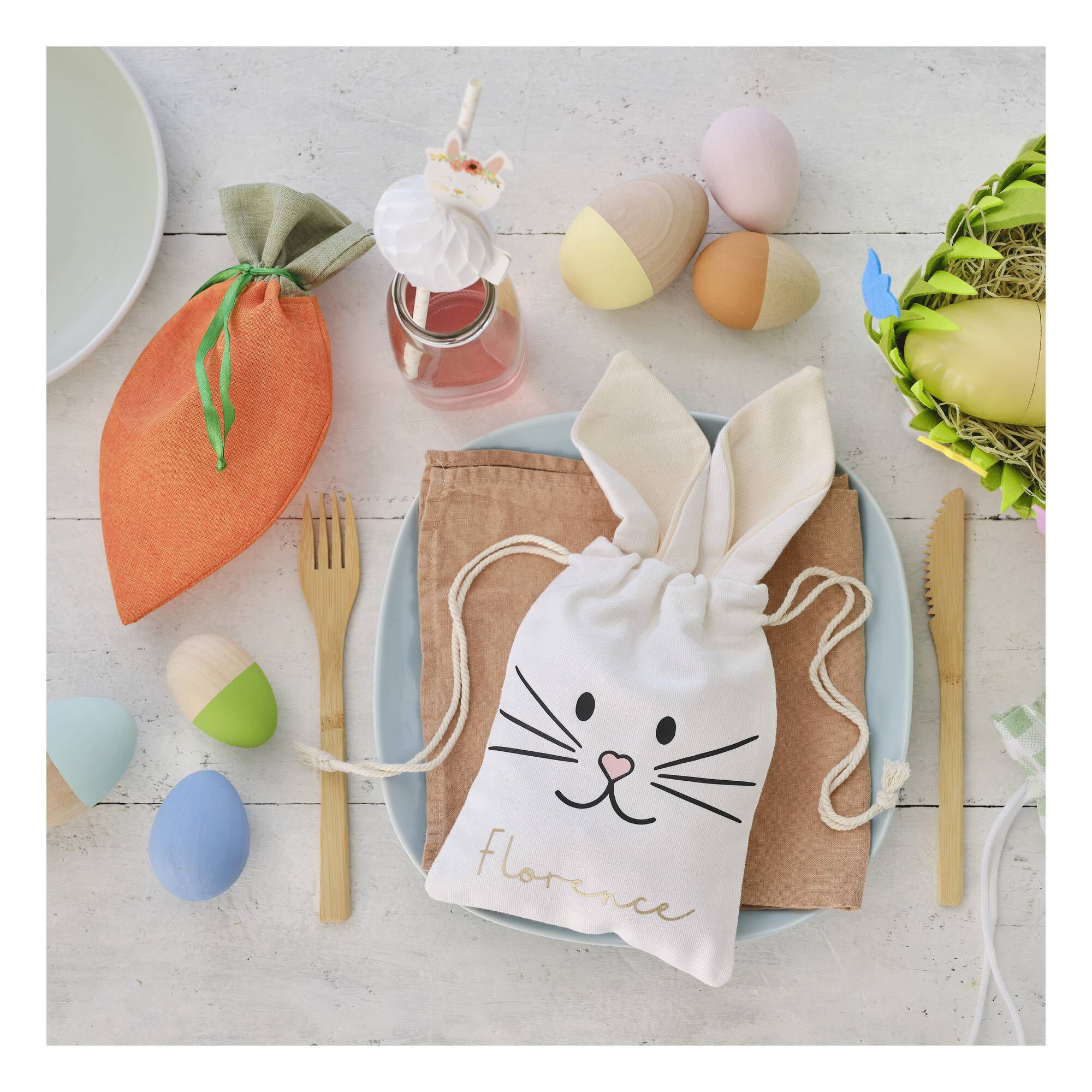 Plain Linen Bunny Pouch 20cm x 15cm Hobbycraft