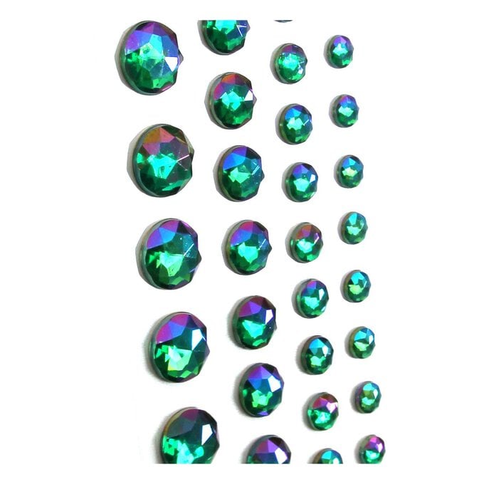 Green Iridescent Adhesive Gems 42 Pack image number 1