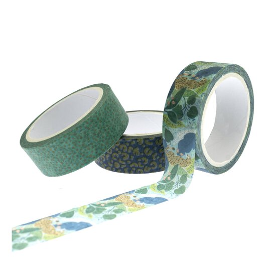 Green Pattern Washi Tape 5m 3 Pack image number 1