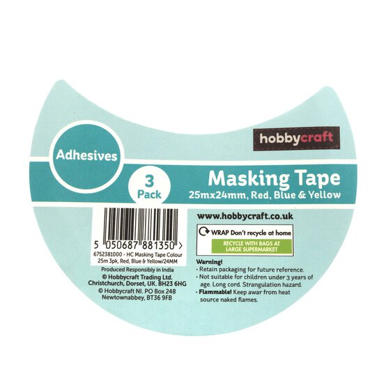 Primary Masking Tape 24mm x 25m 3 Pack image number 4