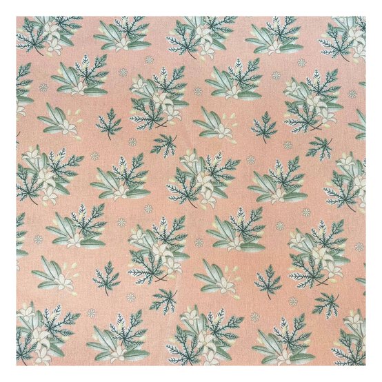 Peach Tropical Bouquet Cotton Fabric by the Metre image number 2