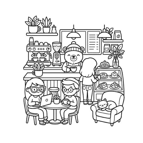 Cute Cozy Colouring: Cafes image number 3