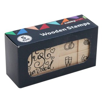 Just Married Wooden Stamp Set 5 Pieces