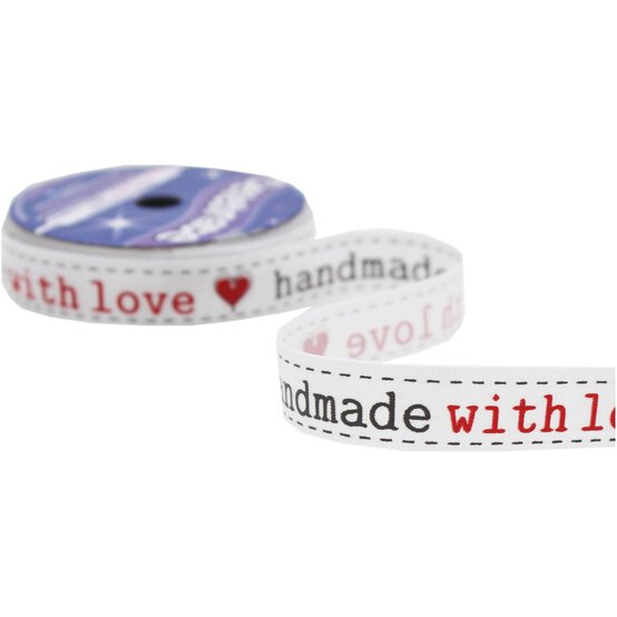 Red Handmade with Love Satin Ribbon 12mm x 4m image number 3