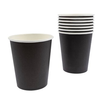 Midnight Black Paper Cups 8 Pack