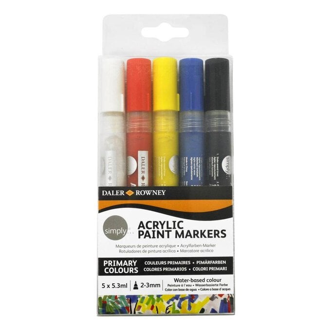 Daler-Rowney Primary Colours Simply Acrylic Paint Markers 5 Pack