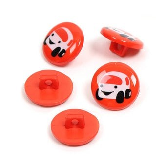 Hemline Red Novelty Car Buttons 5 Pack