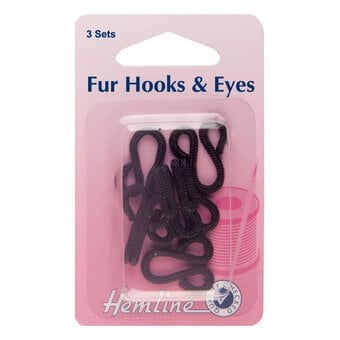 Hemline Black Coat Hook and Eye 3 Pack