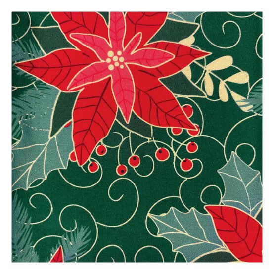 Green Poinsettia Cotton Fabric by the Metre image number 2