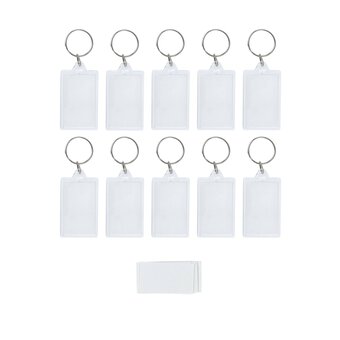 Clear Rectangle Keyrings 10 Pack