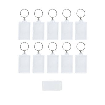 Clear Rectangle Keyrings 10 Pack