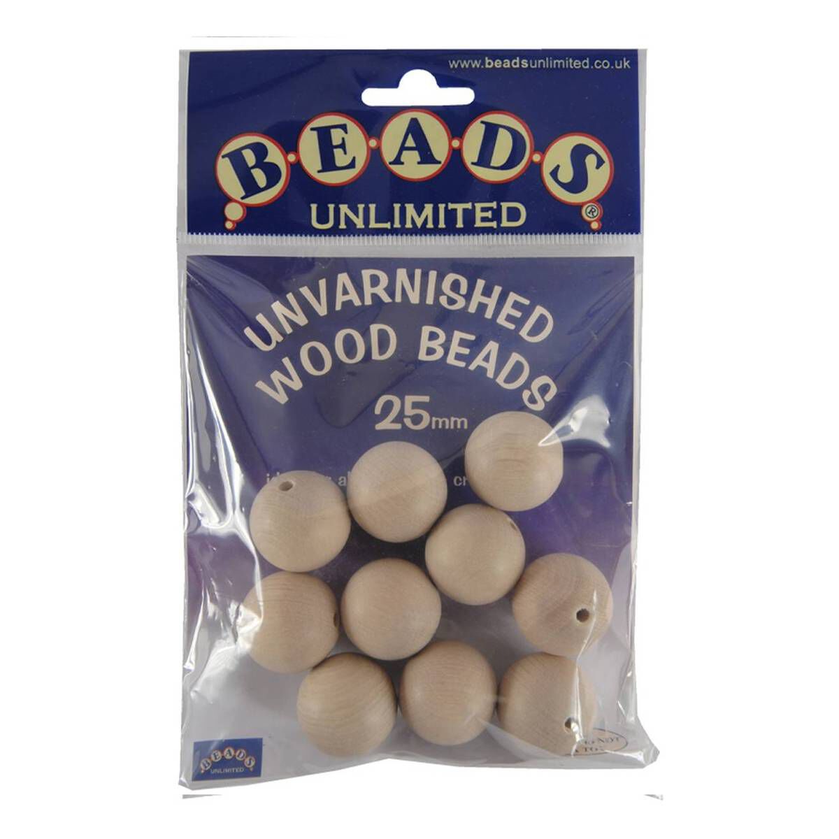 Beads Unlimited Unvarnished Wooden Beads 25mm 10 Pack Hobbycraft