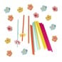 Ginger Ray Tropical Paper Straws with Flower Toppers 16 Pack image number 1