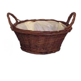 Brown Short Handle Wicker Basket