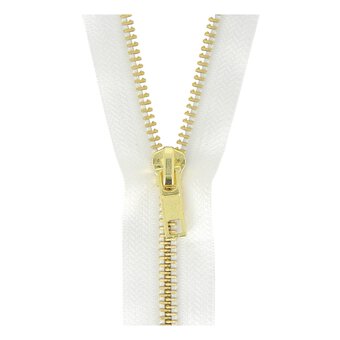 Milward White Brass Trouser Zip 18cm