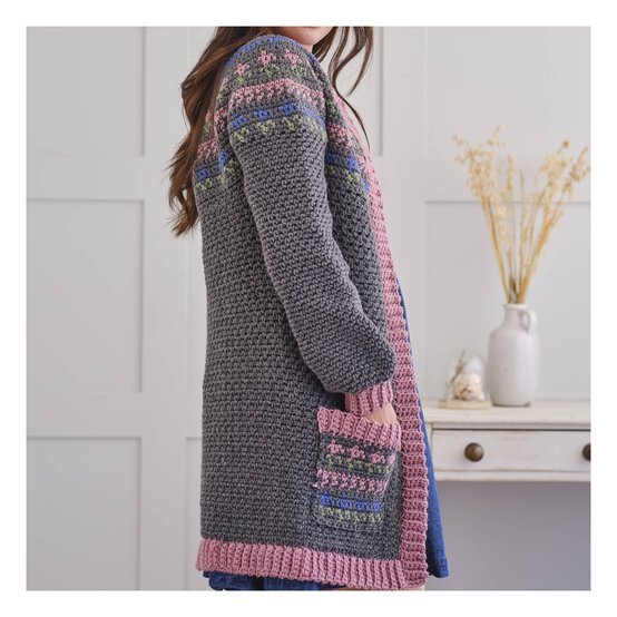 Knitcraft Crochet Flower Fair Isle Cardigan Digital Pattern 0359 image number 2