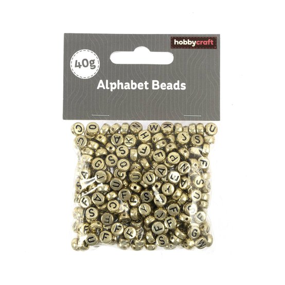 Black Letter Gold Alphabet Beads 40g image number 4