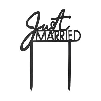 Ginger Ray Black Acrylic Just Married Wedding Cake Topper