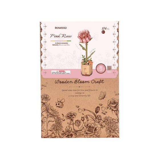 Rowood Pink Rose Wooden Flower Kit image number 1