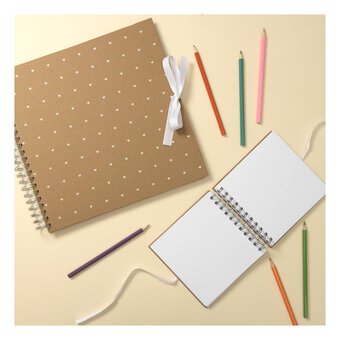 Spiral Bound Kraft Heart Spotted Scrapbook 6 x 6 Inches