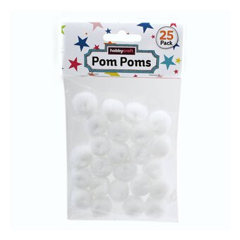 White Pom Poms 2cm 25 Pack