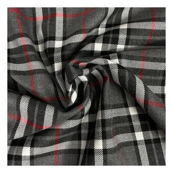 Grey and White Poly Viscose Tartan Fabric by the Metre