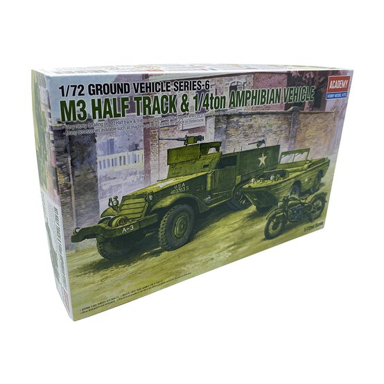 Academy M3 Half Track and Amphibian Vehicle Model Kit 1:72 image number 1