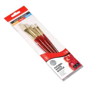 Daler-Rowney White Bristle Short Handle Brushes 4 Pack