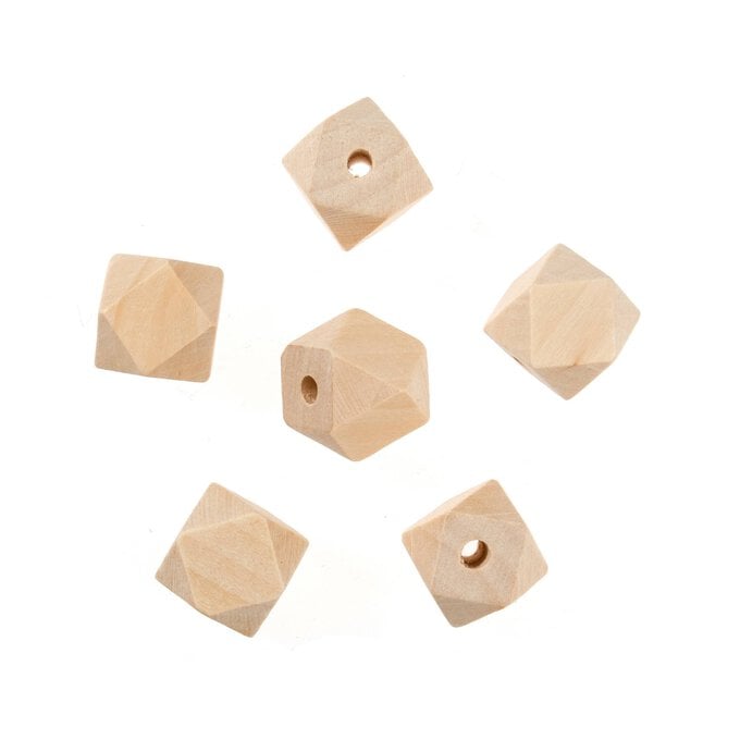 Trimits Geometric Wooden Craft Beads 20mm 6 Pack image number 1