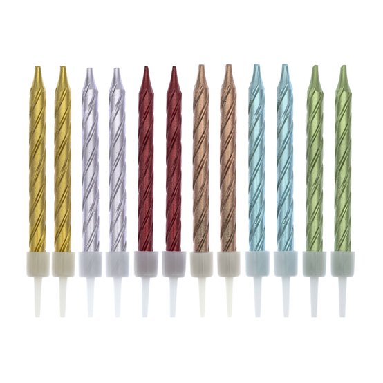 Metallic Rainbow Candles 12 Pack image number 1