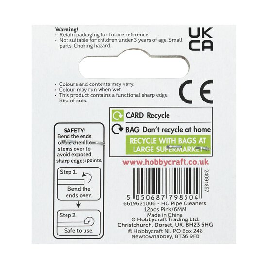 Pink Pipe Cleaners 12 Pack image number 4