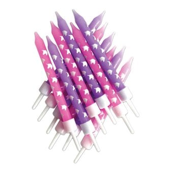 Pink and Lilac Unicorn Candles 12 Pack