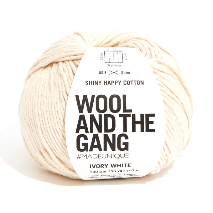 Wool and the Gang Ivory White Shiny Happy Cotton 100g image number 1
