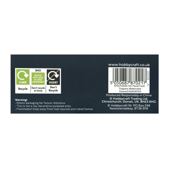 Watercolour Flower Card Toppers 8 Pack image number 5