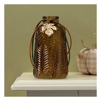 Bronze Leaf Tall Glass Vase 12cm