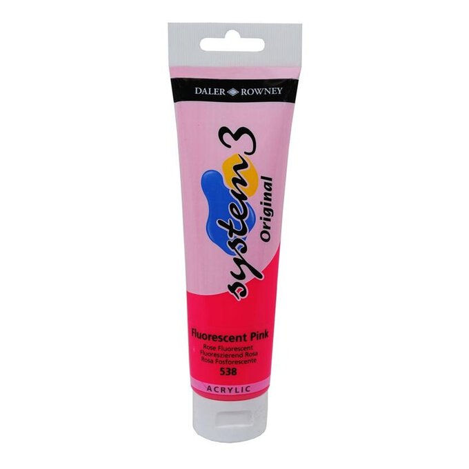 Daler Rowney System 3 Fluorescent Pink Acrylic Paint 150ml image number 1