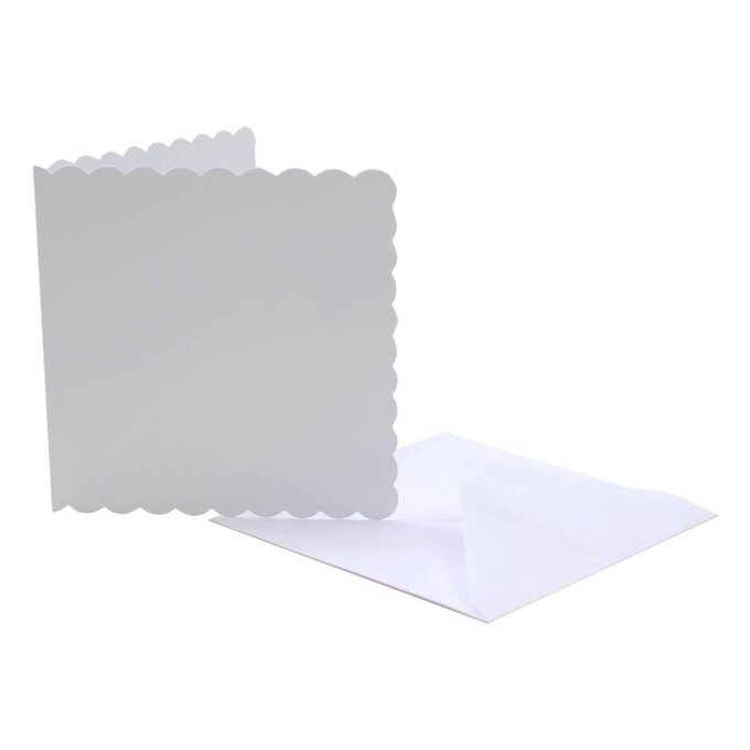 White Scalloped Edge Cards and Envelopes 5.8 x 5.8 Inches 50 Pack image number 1