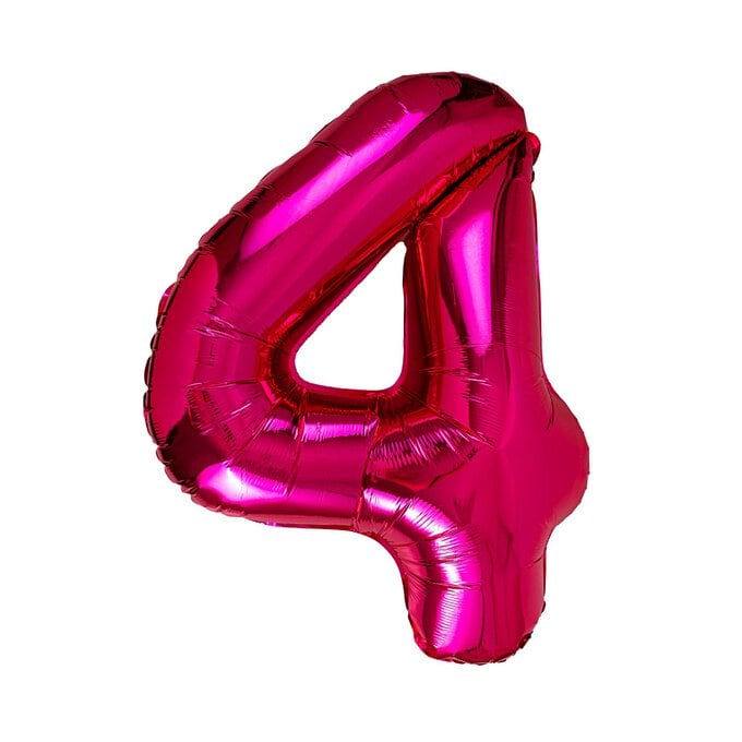 Extra Large Pink Foil Number 4 Balloon image number 1