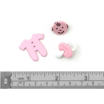 Trimits Baby Pink Craft Buttons 5 Pieces image number 3