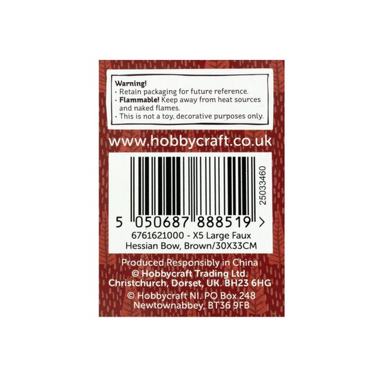 Large Faux Hessian Bow 33cm image number 4