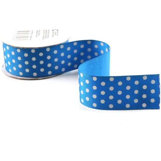 Navy White Spot Grosgrain Ribbon 12mm x 4m image number 3