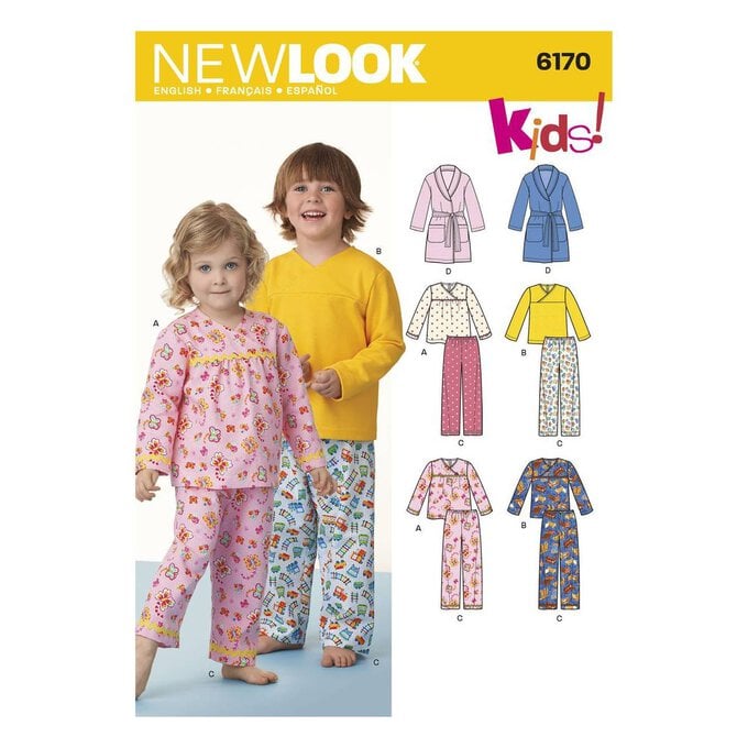 New Look Toddler and Child Pyjamas Sewing Pattern 6170 image number 1