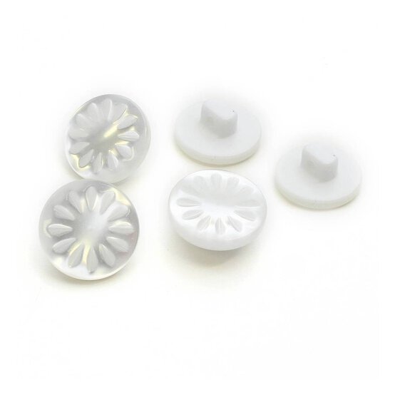 Hemline White Basic Cut Flower Button 5 Pack image number 1