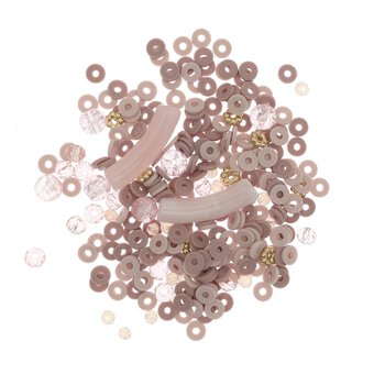 Pink and Gold Clay Beads 68g