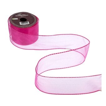 Hot Pink Wire Edge Organza Ribbon 63mm x 3m image number 2