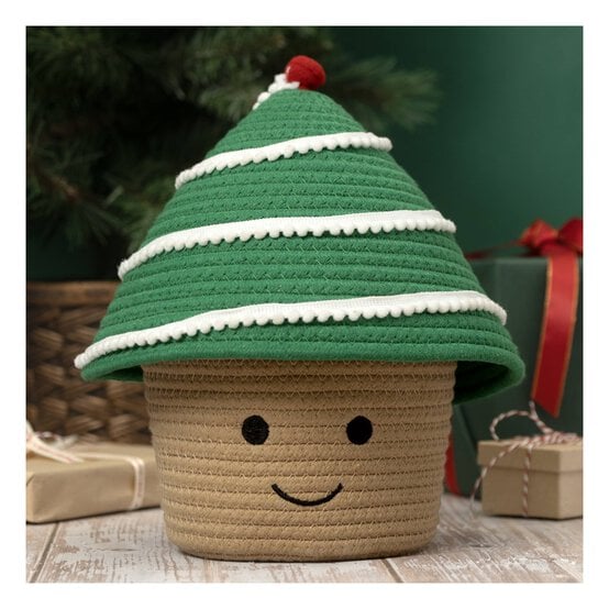 Smiley Christmas Tree Storage Basket 24cm image number 1
